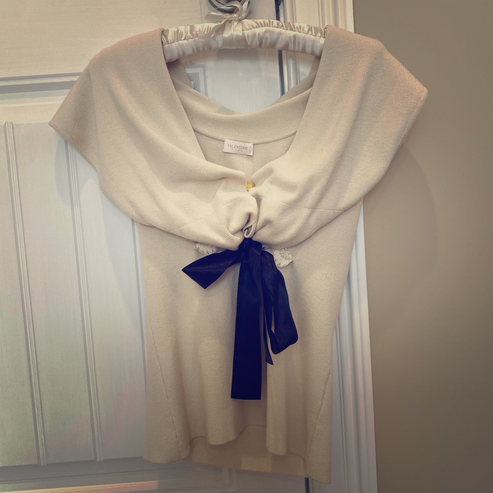Valentino ivory off shoulder sweater